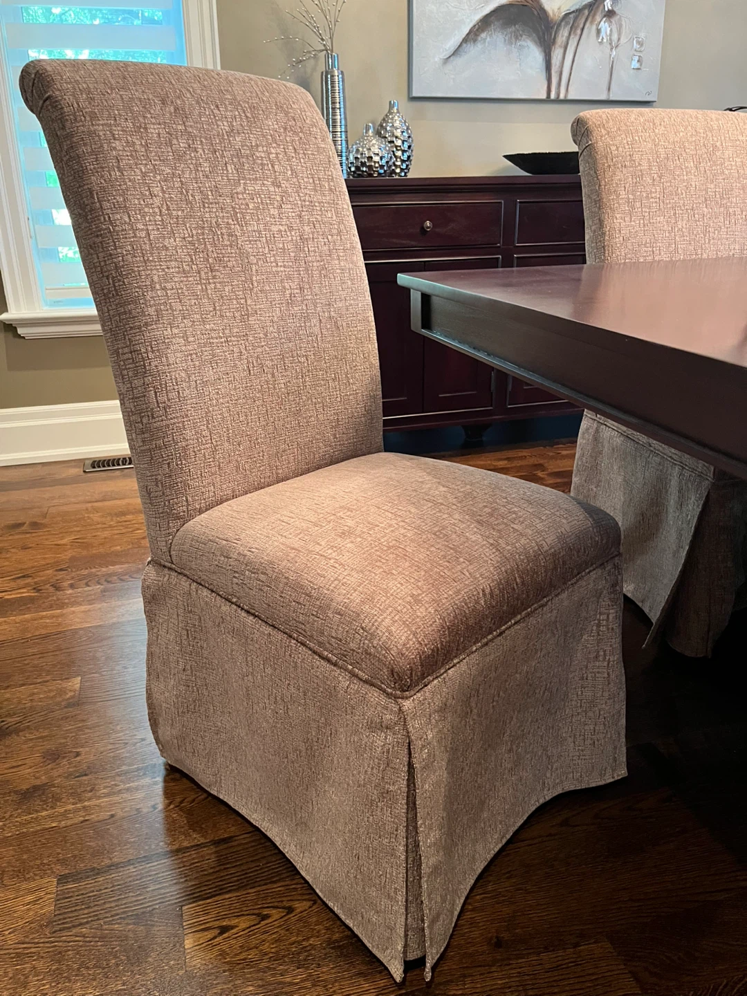Dark Wood Dining Set with 8 Upholstered Chairs - photo 3