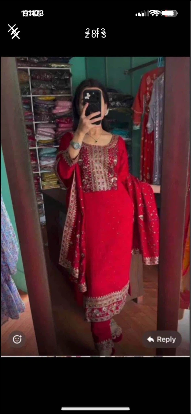 Red Traditional Salwar Kameez Suit - photo 2