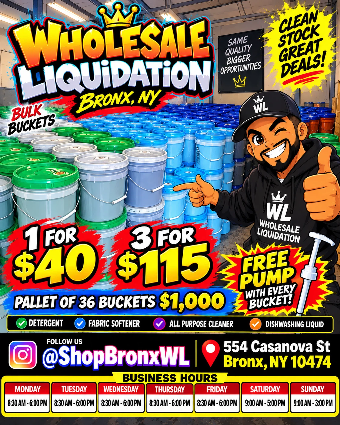 Bulk Liquid Cleaning Buckets