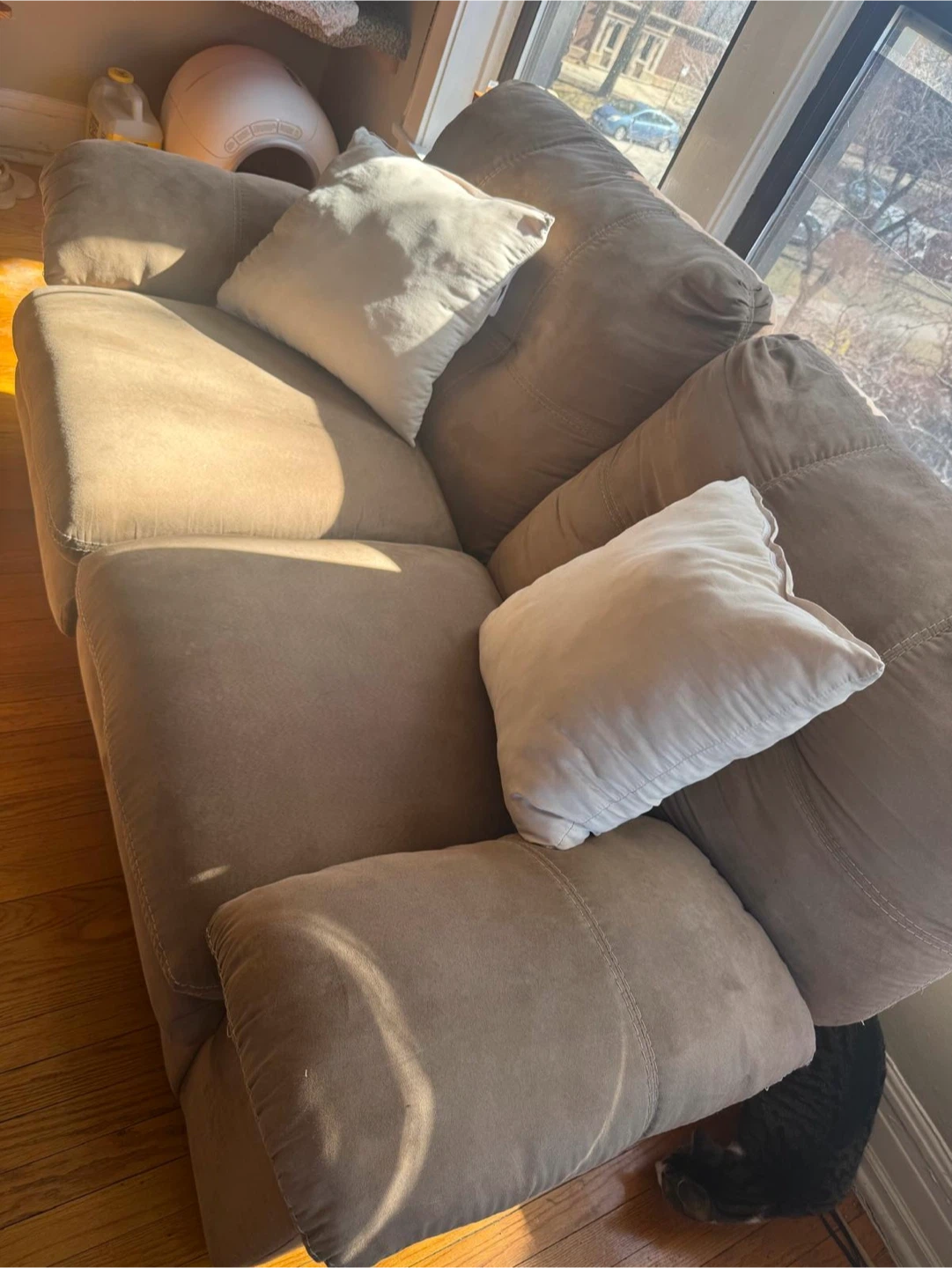 Taupe Microfiber Sofa - photo 3