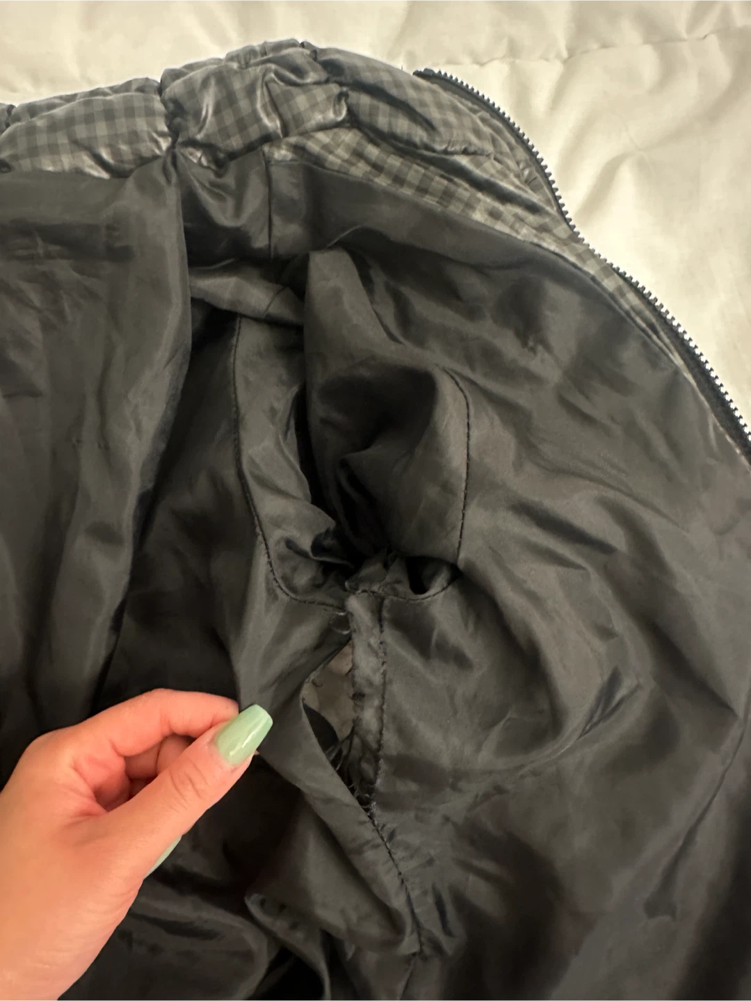 Dark green gingham puffer short jacket - photo 3