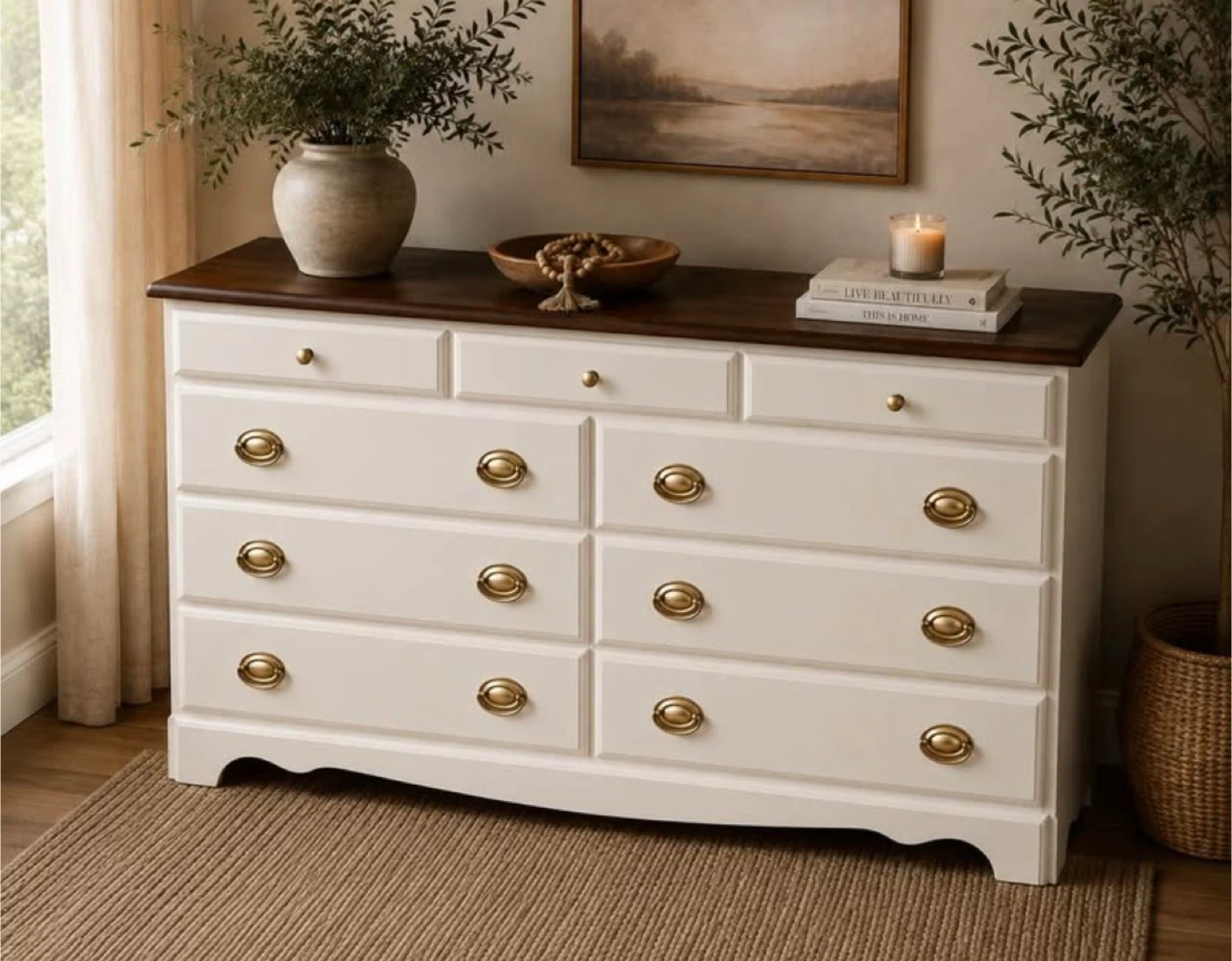 Solid Wood 6-Drawer Dresser | Professionally Refinished