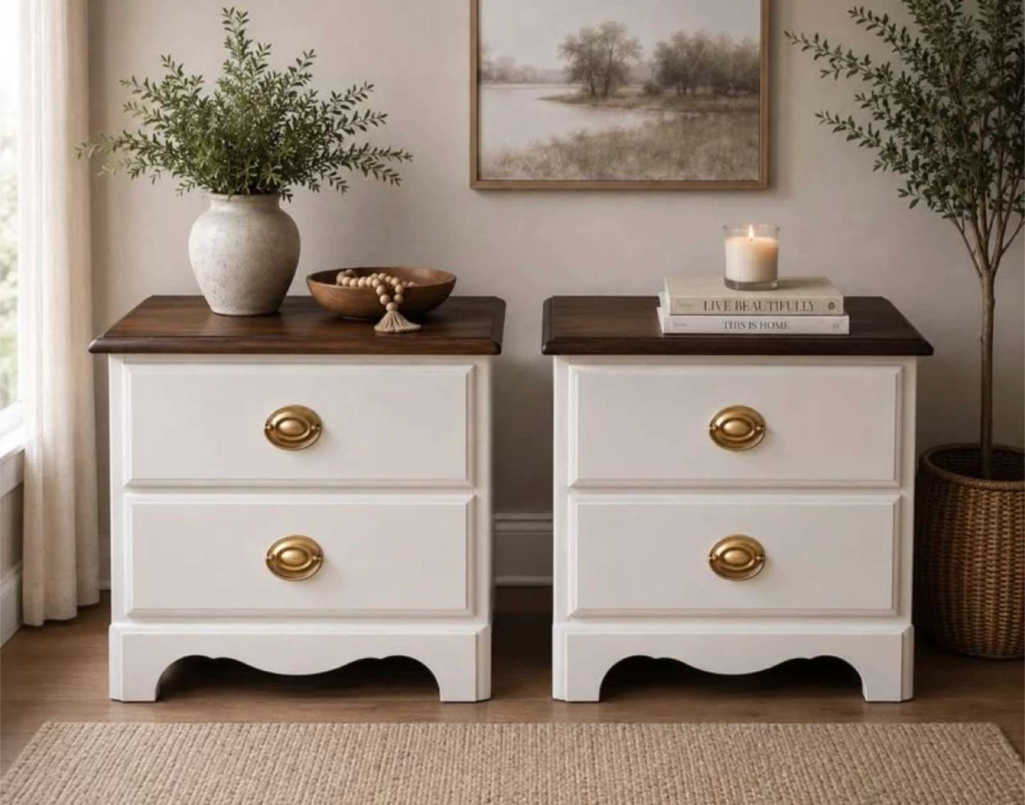 Pair of Solid Wood Nightstands | Matching Bedside Tables