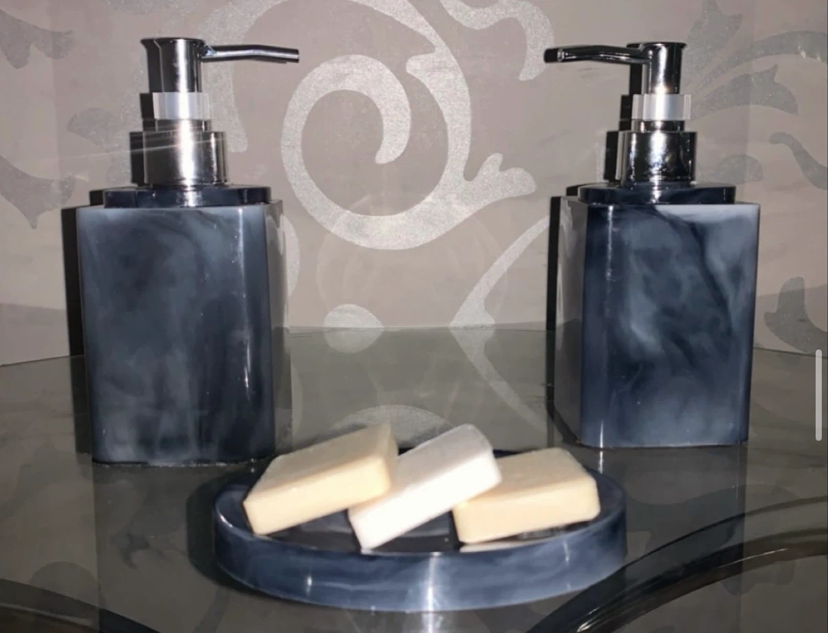 Marble-Effect Soap Dispenser and Dish Set