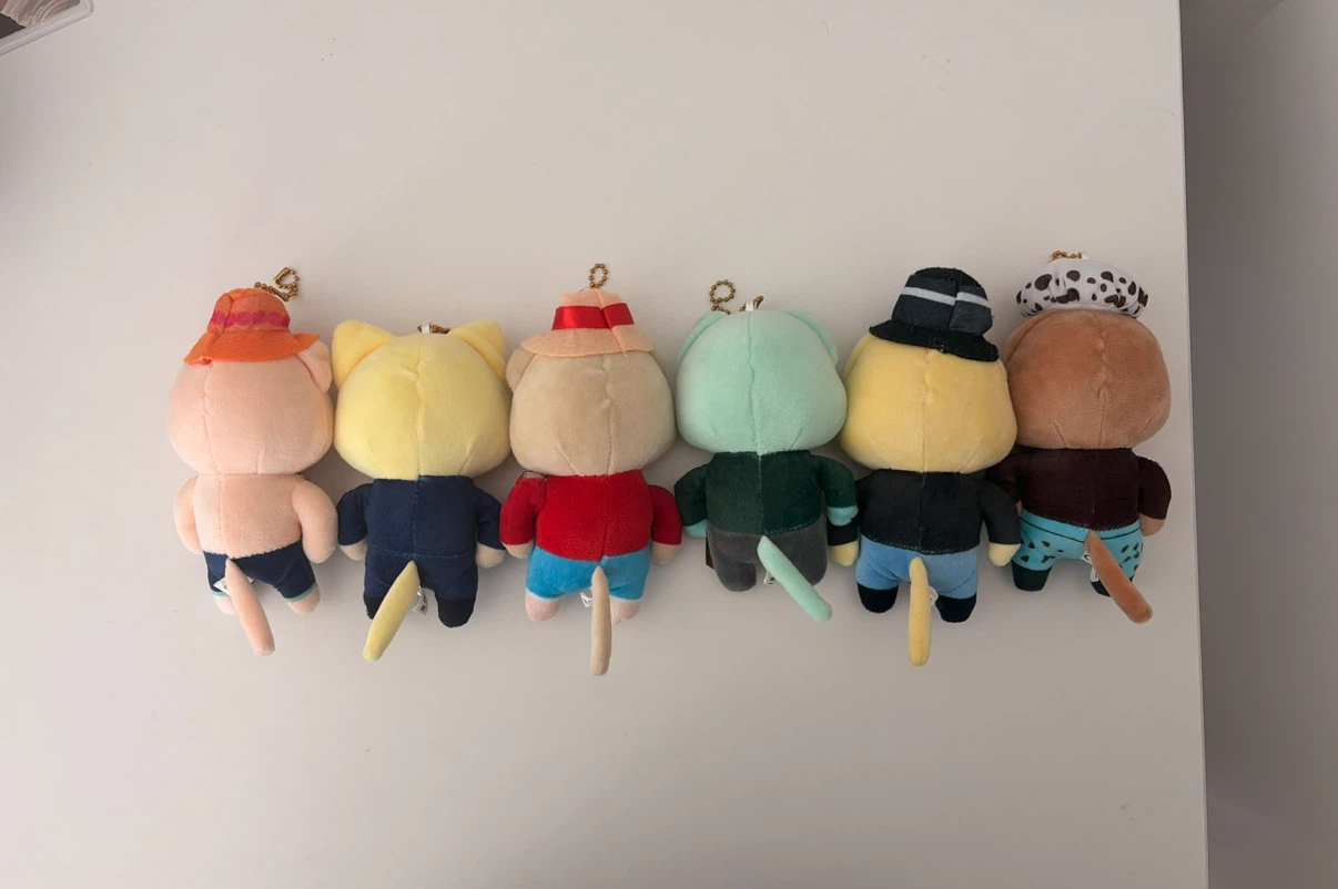 6Pcs One Piece Cat Plush Keychain Set - photo 2