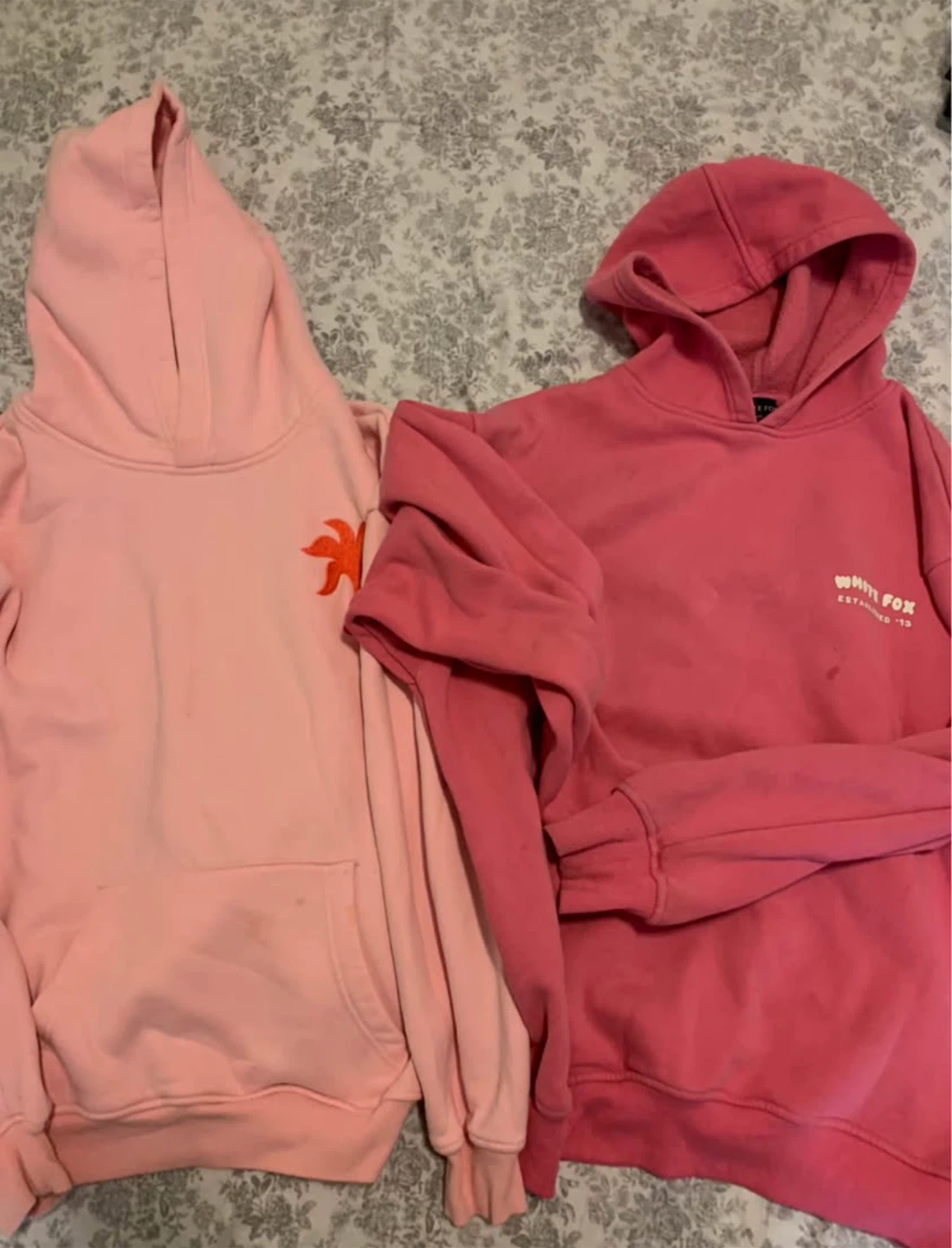 Pink Palm Puff size S + White Fox Hoodie  XS/S - $120 for both