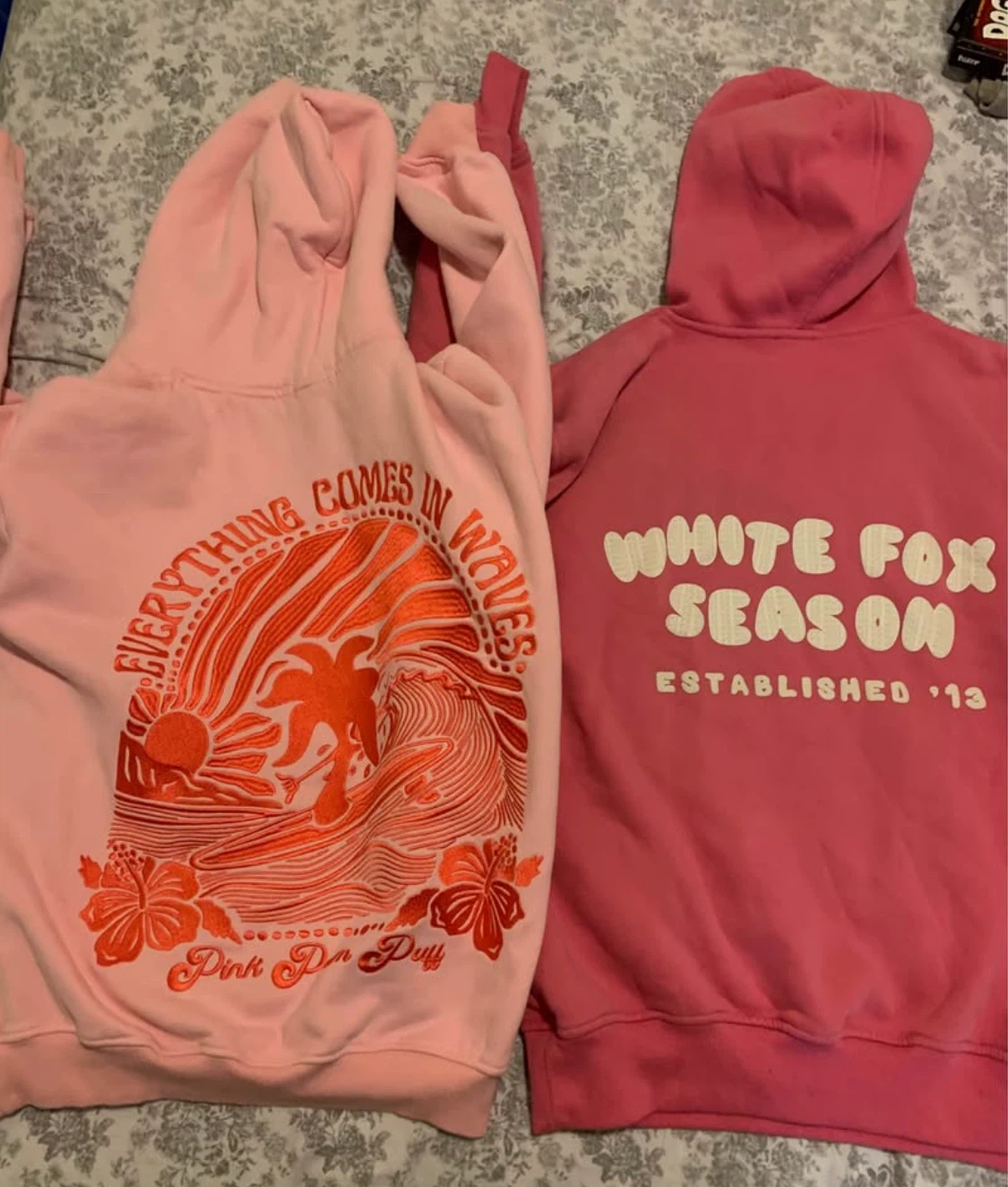 Pink Palm Puff size S + White Fox Hoodie  XS/S - $120 for both - photo 2