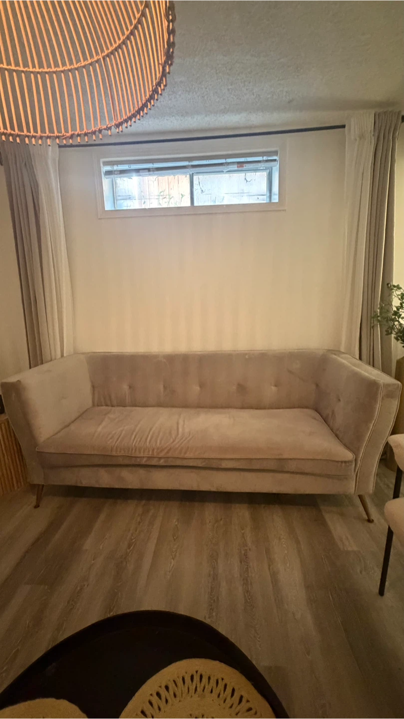 Velvet mid-century modern sofa