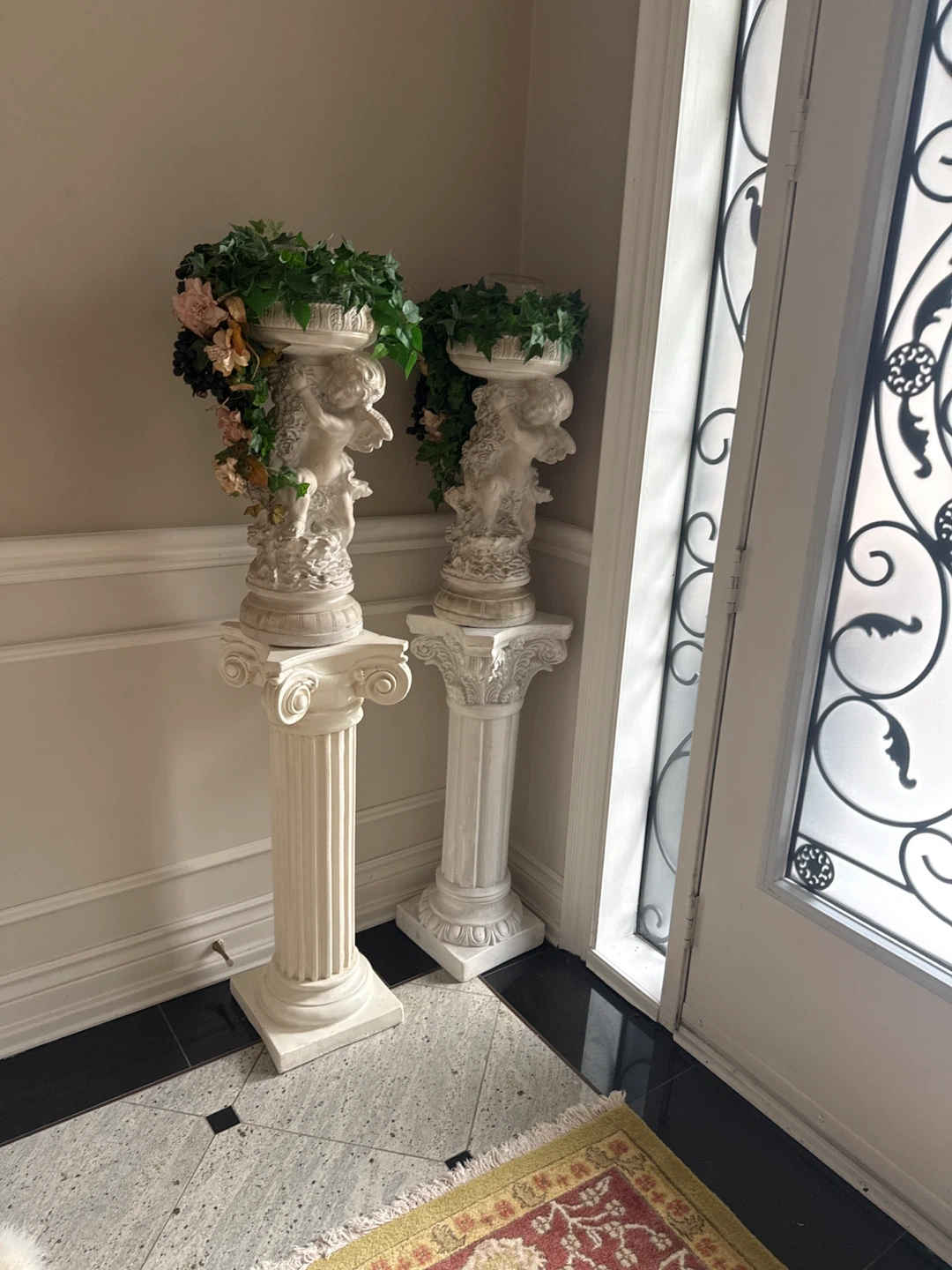 Set of Two Decorative Cherub Plant Stands