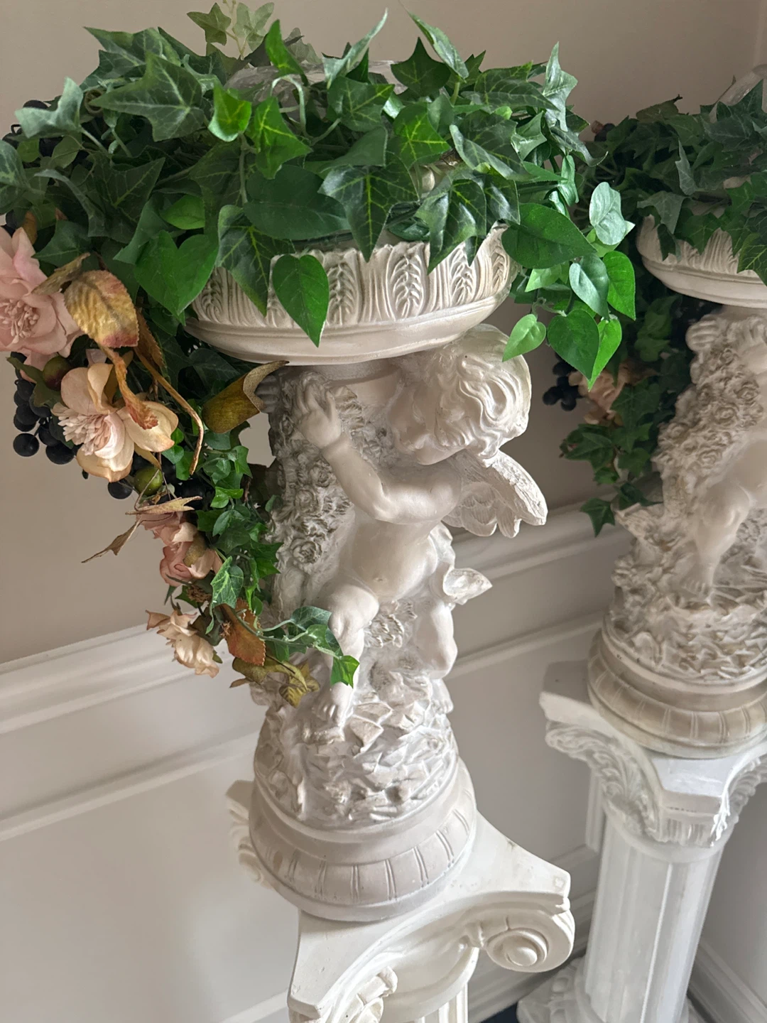 Set of Two Decorative Cherub Plant Stands - photo 3