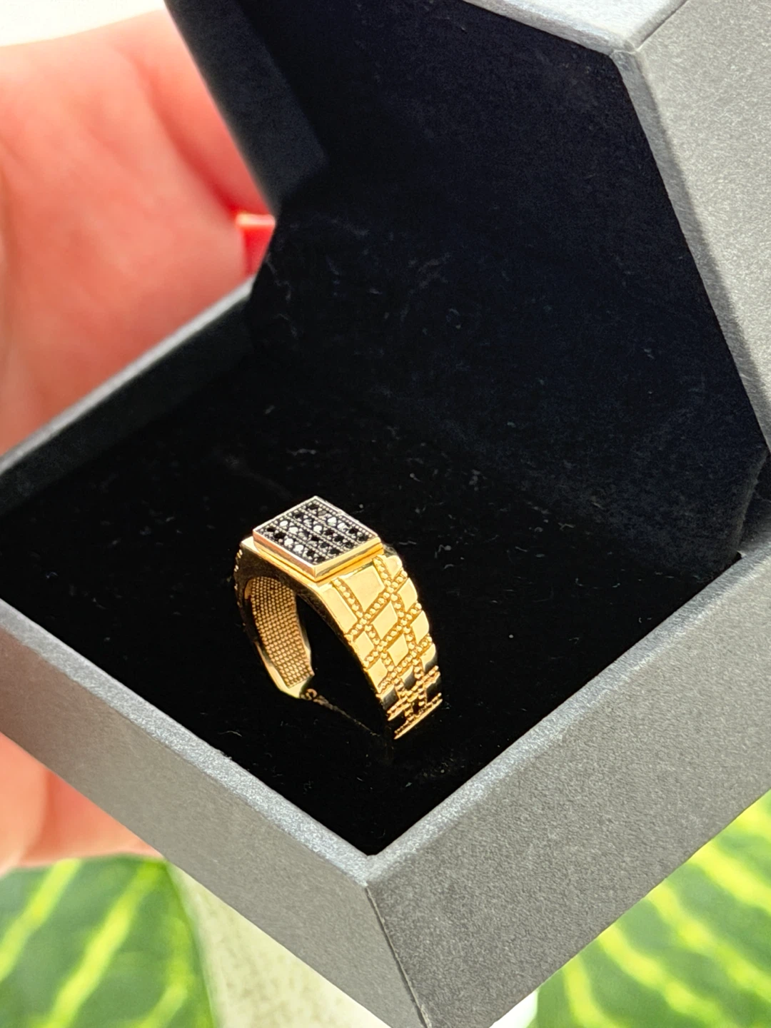 100% 14k Gold men's ring with black stone  Size 9🖤5,2gr - photo 2