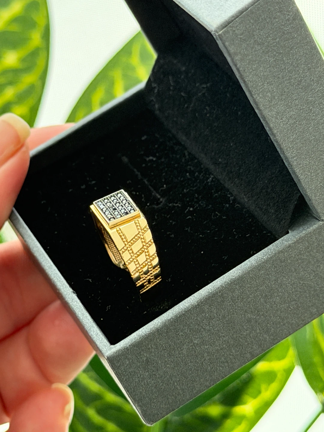 100% 14k Gold men's ring with black stone  Size 9🖤5,2gr - photo 3