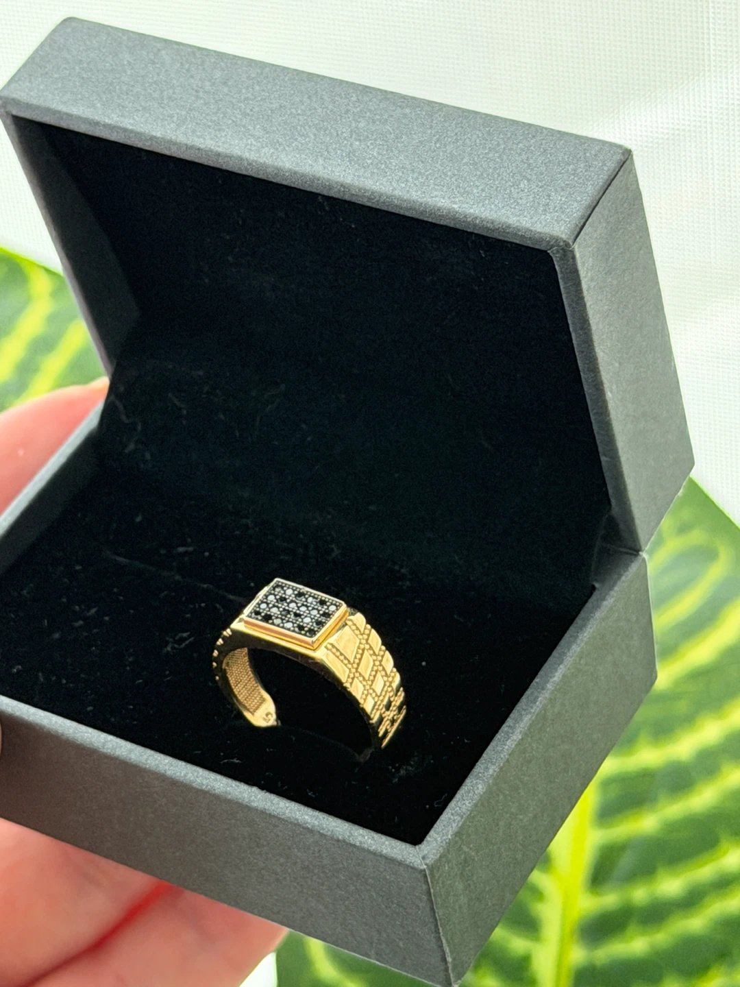 100% 14k Gold men's ring with black stone  Size 9🖤5,2gr - photo 5