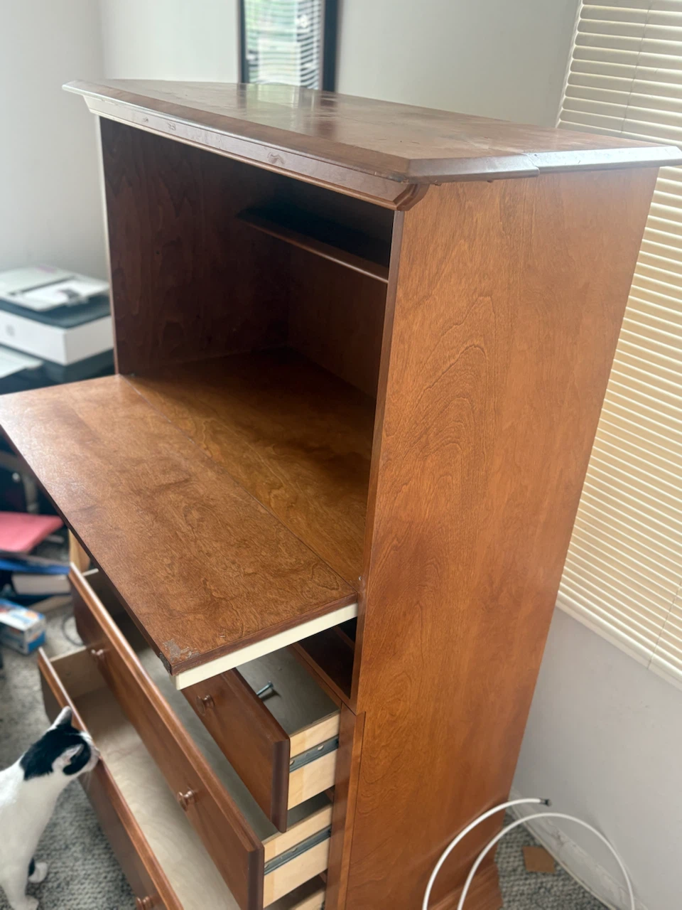 Wooden Secretary Desk with Drawers