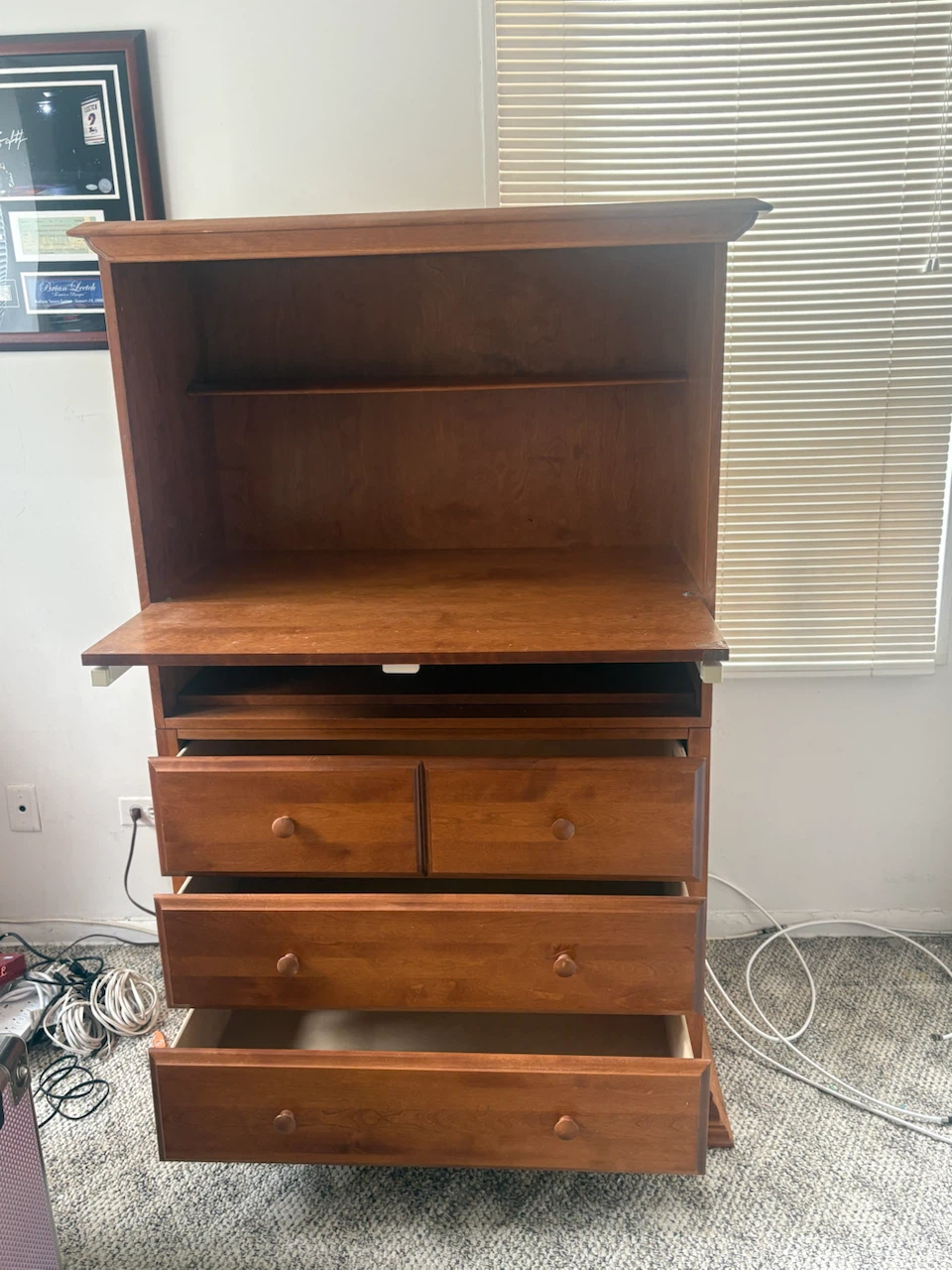 Wooden Secretary Desk with Drawers - photo 2
