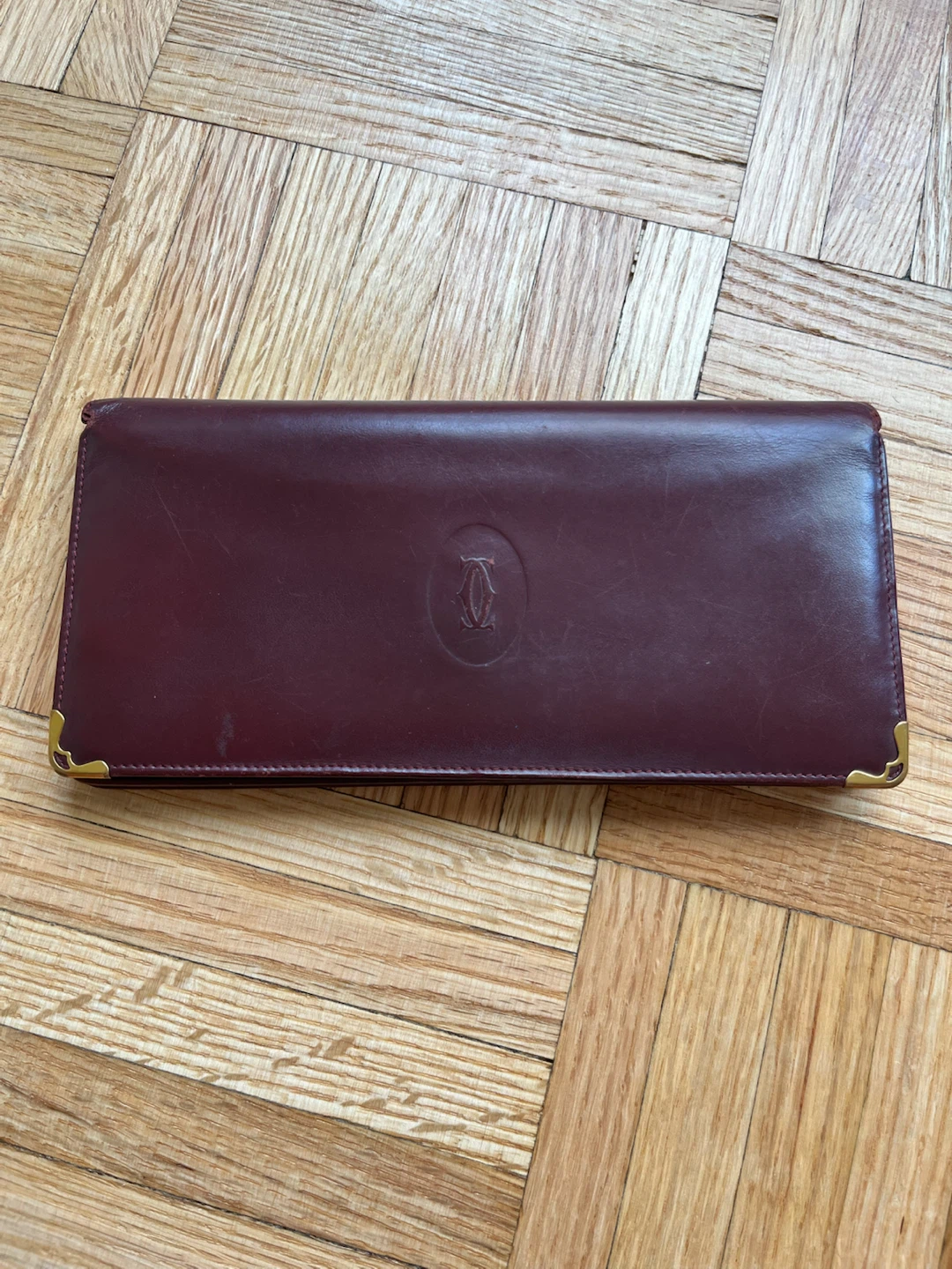 CARTIER Leather Bi-Fold Vintage Long Wallet Bordeaux Burgundy - photo 4