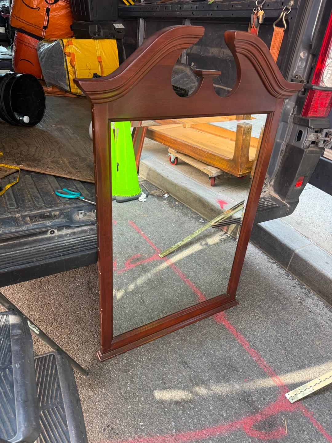 Large Traditional Wood Framed Wall Mirror – 50” × 34”