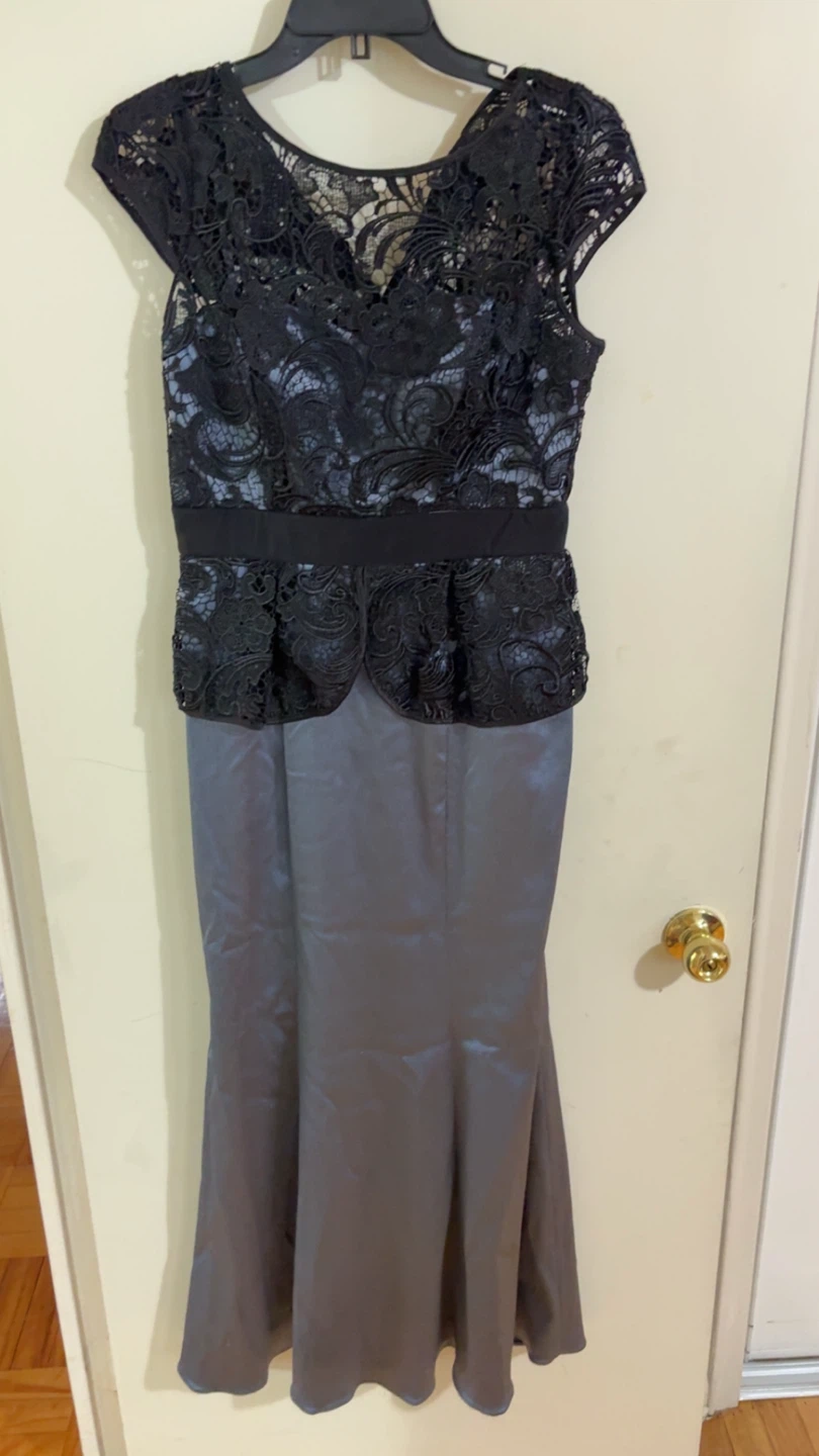 Black Lace and Grey Formal Gown