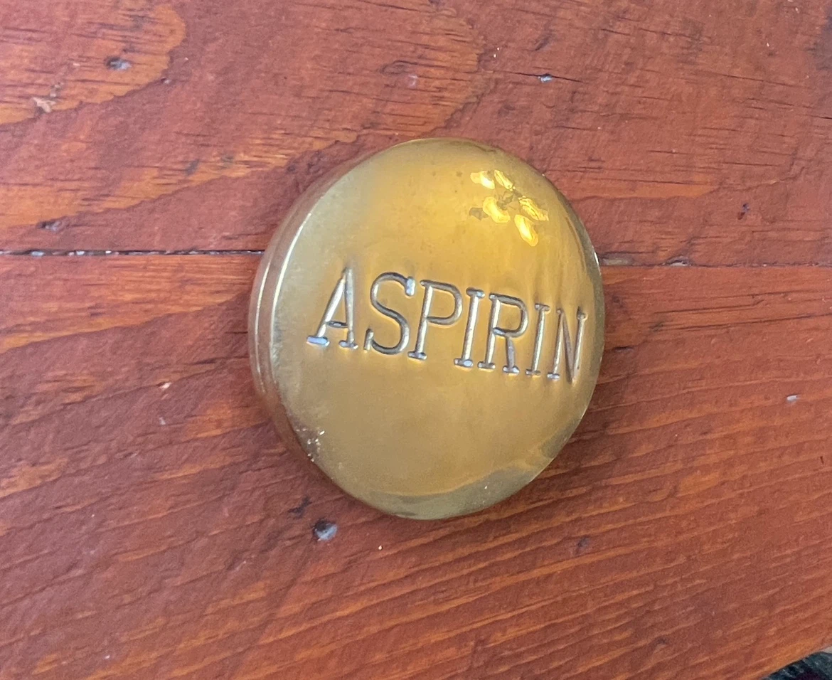 Vintage Aspirin Brass Pill Box