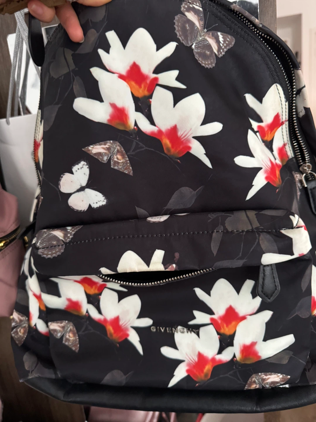 Givenchy Magnolia Moth Print Nylon Backpack