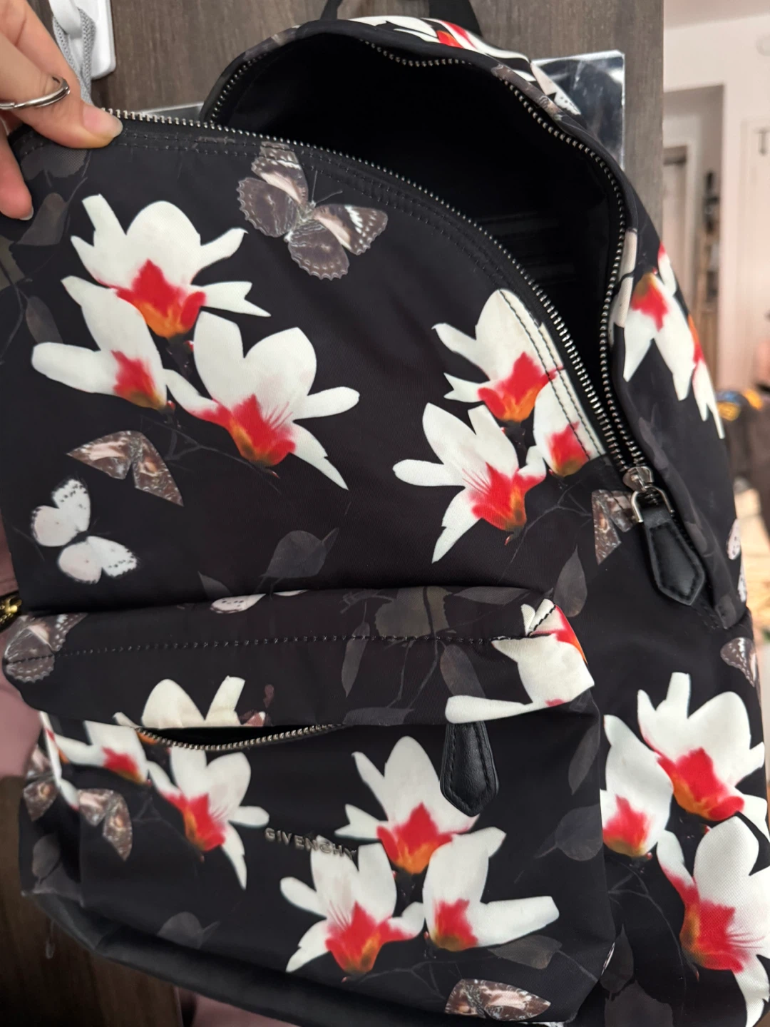 Givenchy Magnolia Moth Print Nylon Backpack - photo 5