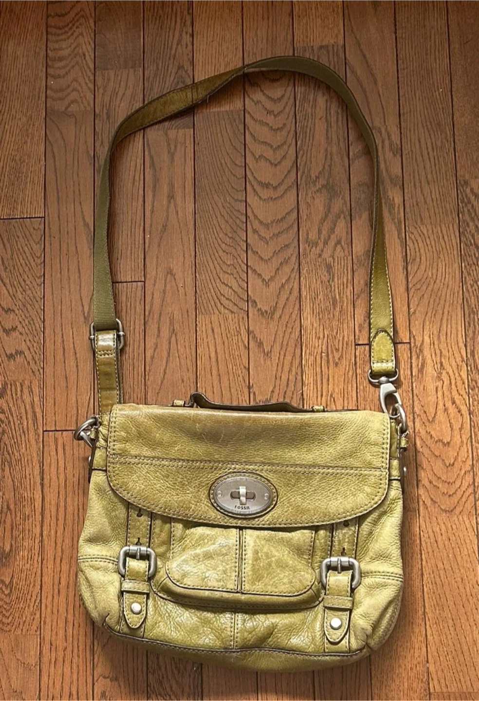 Fossil Olive Green Leather Crossbody Bag