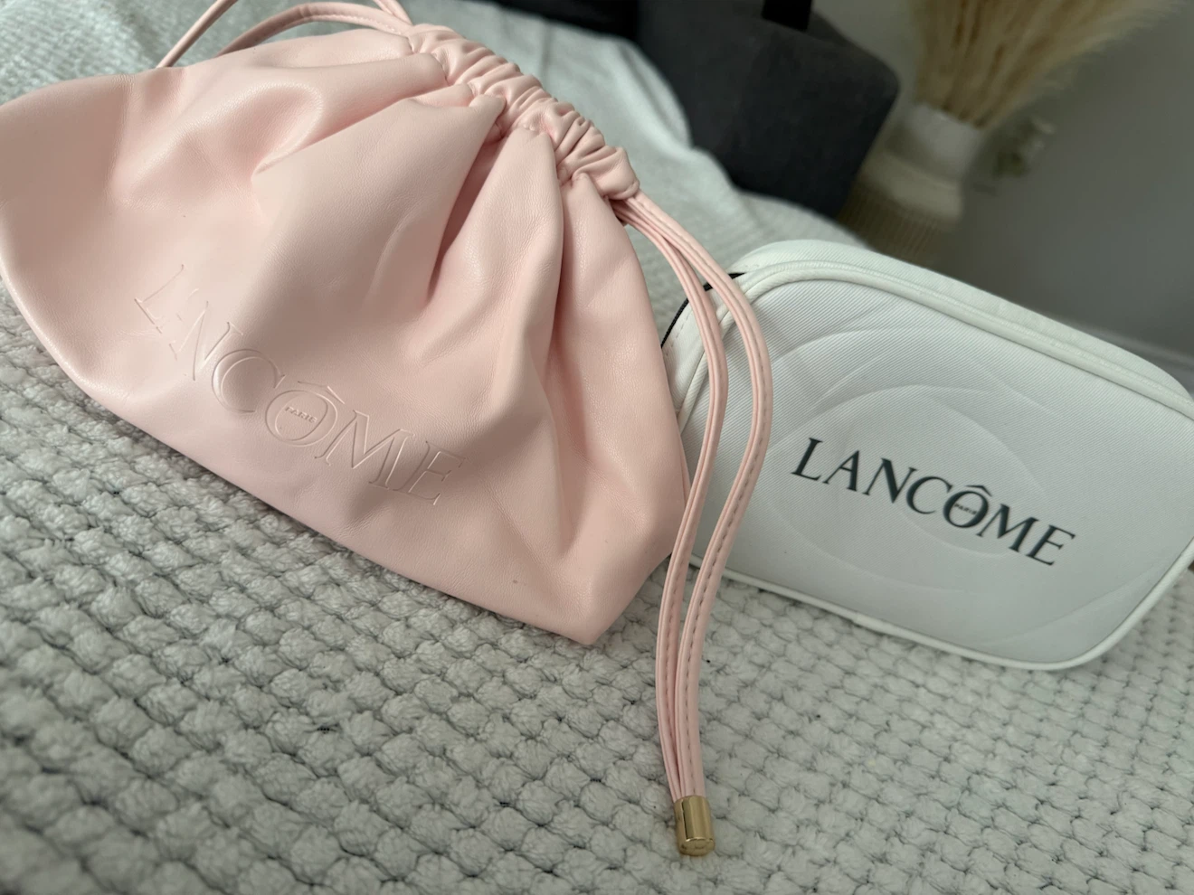 Lancôme Pink Pouch and White Cosmetic Bag Set