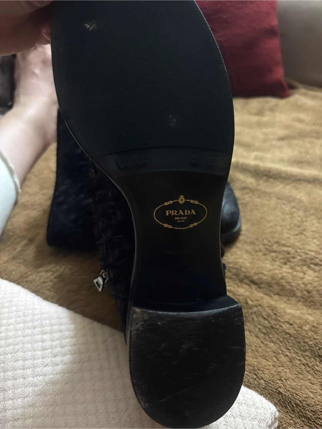 Prada Black Embroidered Suede Boots - photo 4