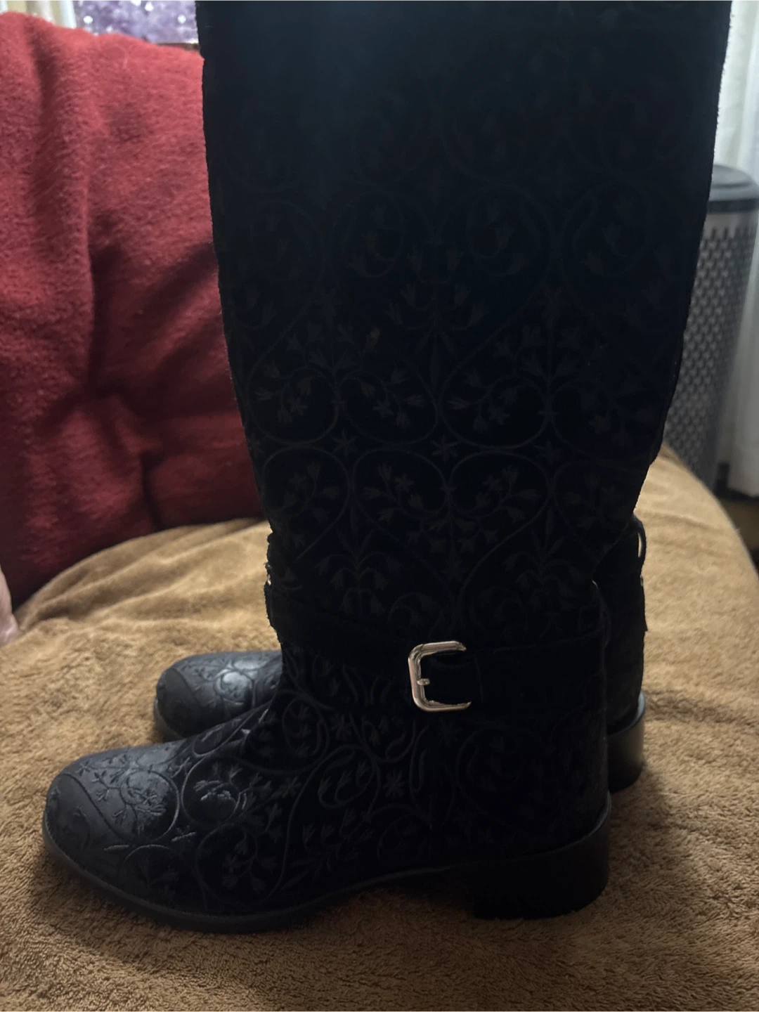 Prada Black Embroidered Suede Boots - photo 2