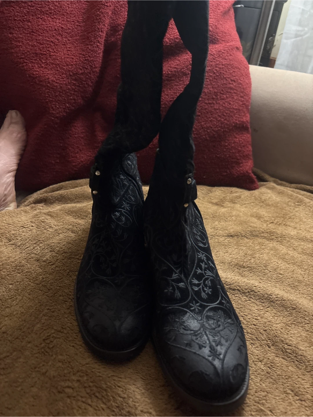 Prada Black Embroidered Suede Boots - photo 3