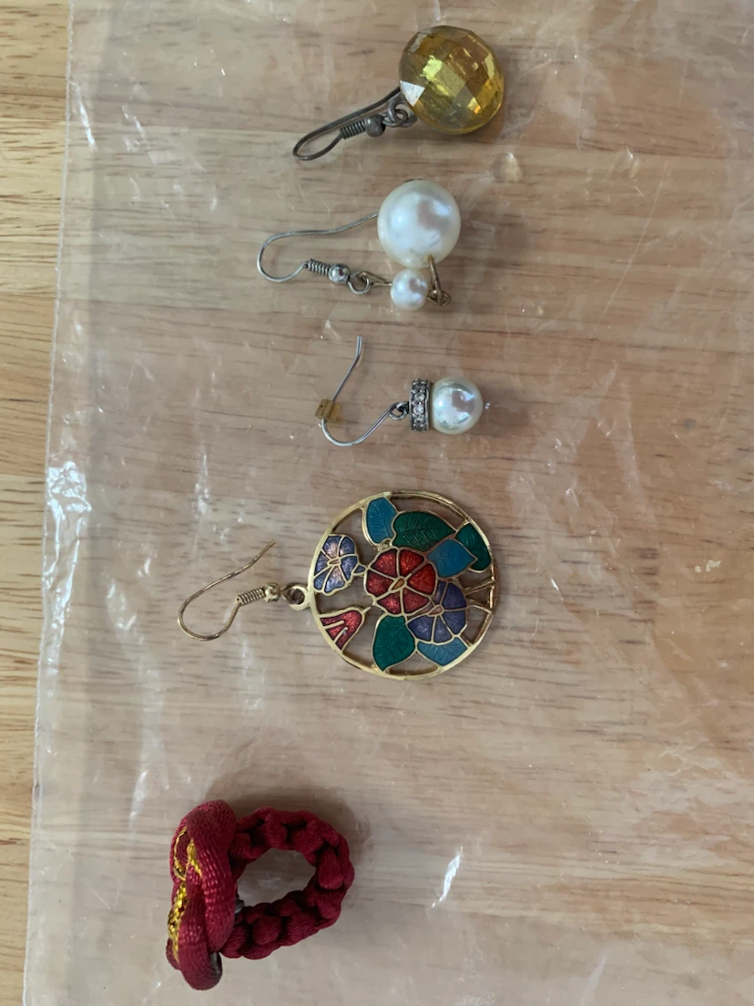 Fashion Earrings & red ring