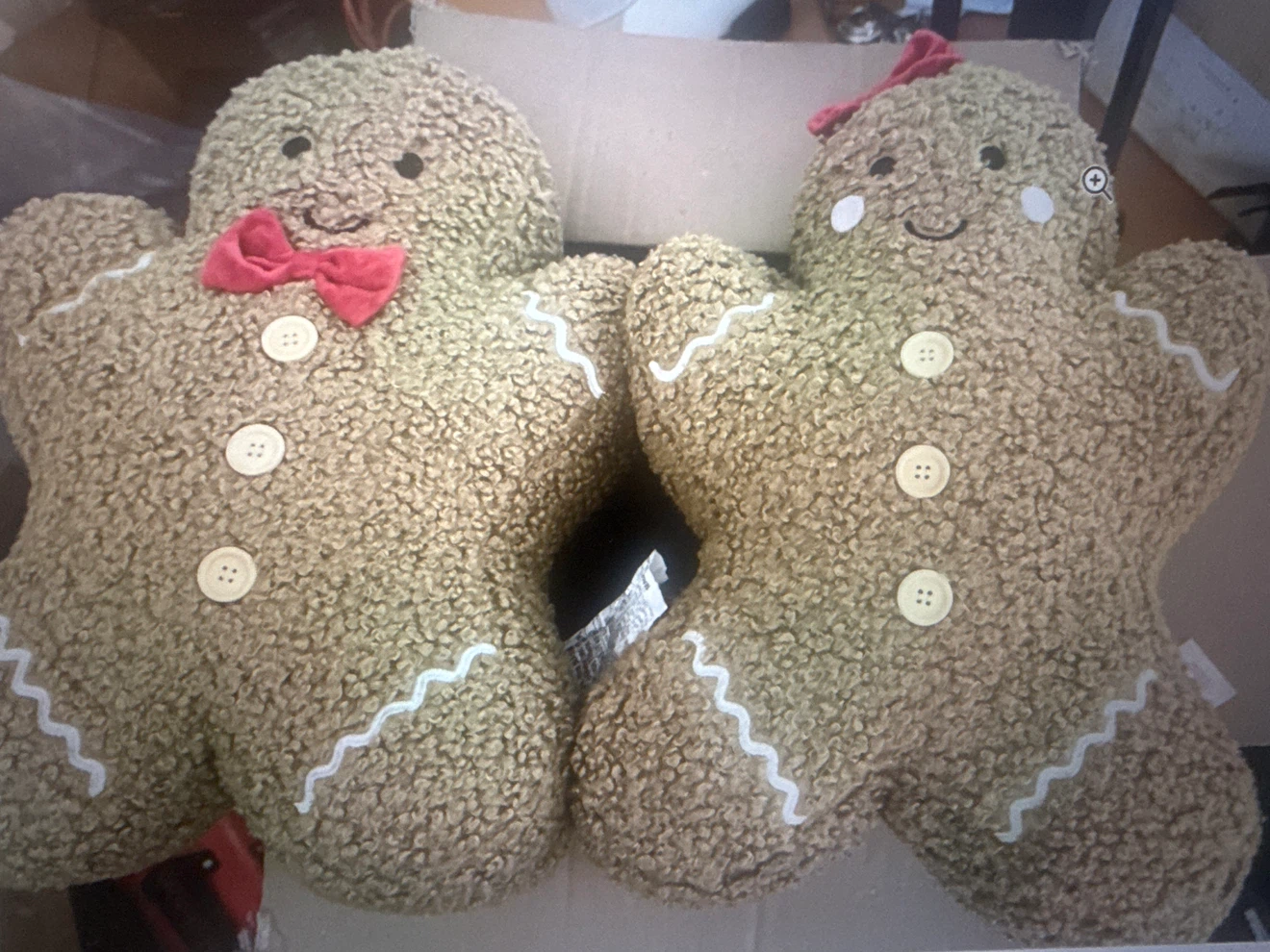 Set of 2 Gingerbread Man Plush Pillows