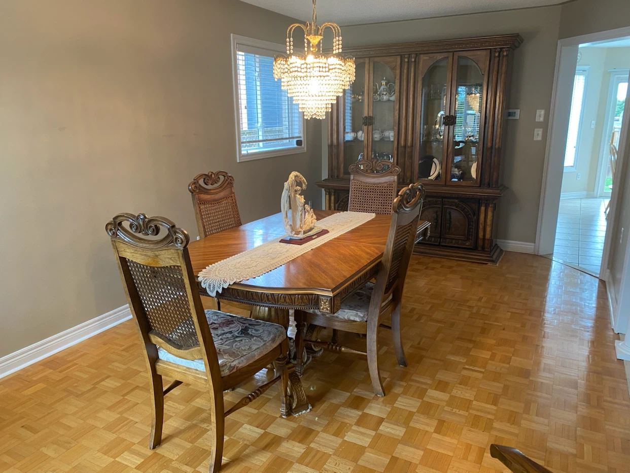 Vintage Oak Dining Room Set with Hutch and Chairs