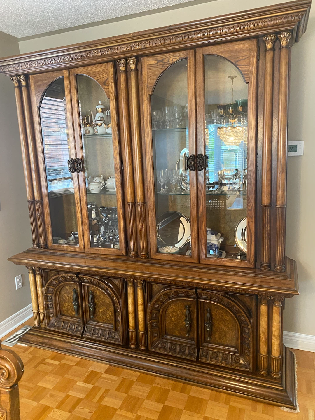 Vintage Oak Dining Room Set with Hutch and Chairs - photo 2