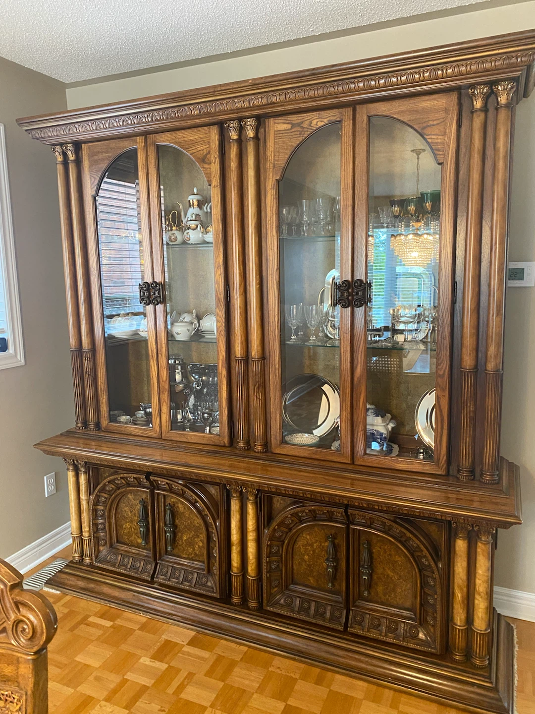 Vintage Oak Dining Room Set with Hutch and Chairs - photo 3
