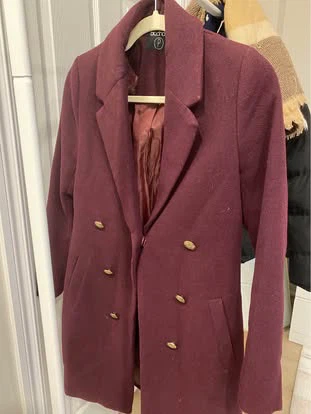 Boohoo Petite Burgundy Double-Breasted Coat - photo 2