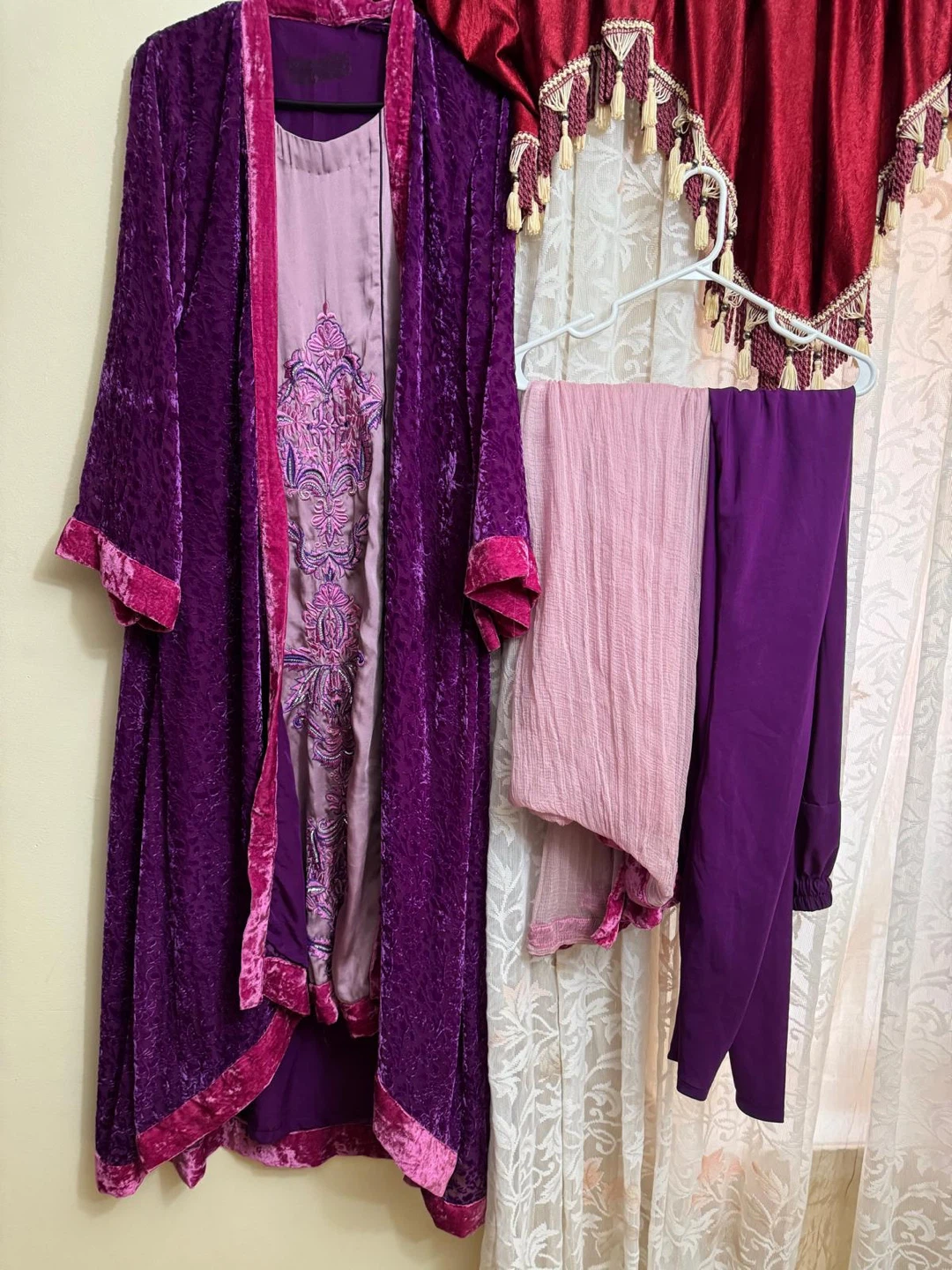 Purple Velvet Traditional Suit Set