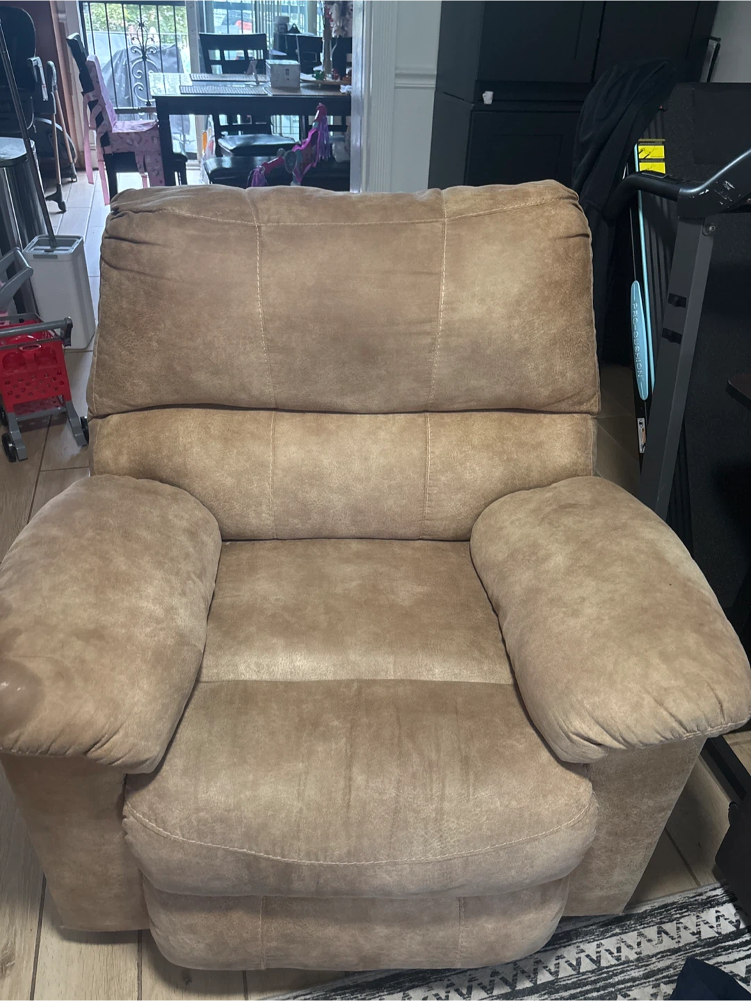 Tan Suede Power Recliner Chair