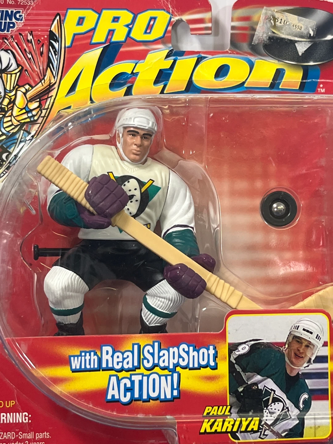 Vintage 90s Mighty Ducks Paul Kariya Action Figure + Free Cards - photo 2
