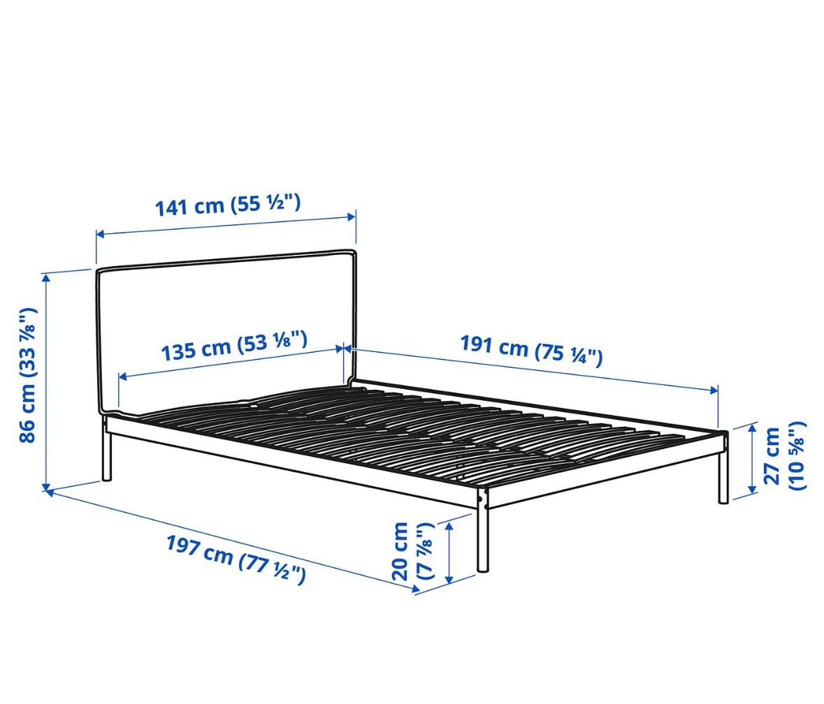 IKEA Bed Frame with Upholstered Headboard - photo 2