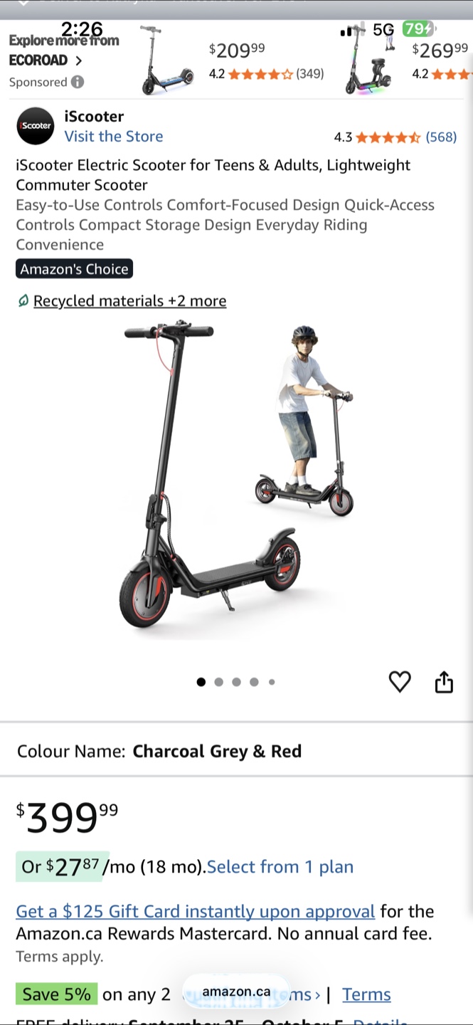 Fly on wheels  Electric Scooter - black & Red - photo 4