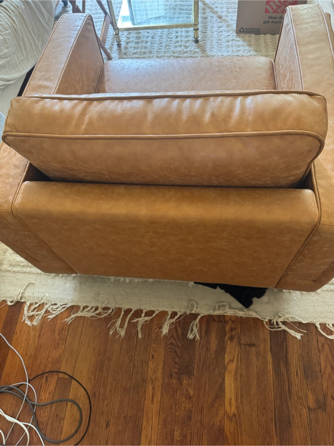 Mid-Century Modern Brown Faux Leather Armchair - photo 2