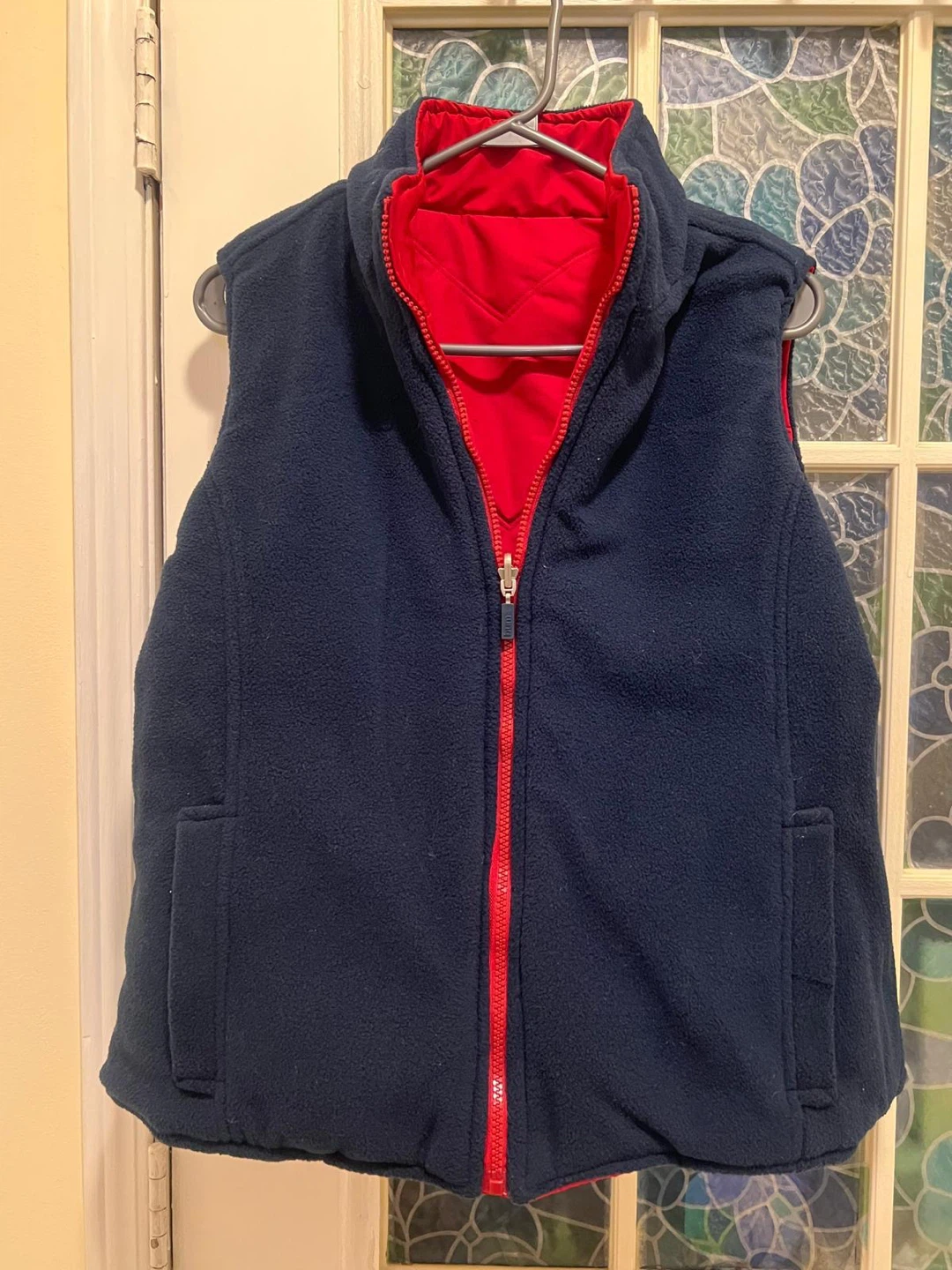 Reversible Red and Navy Fleece Vest