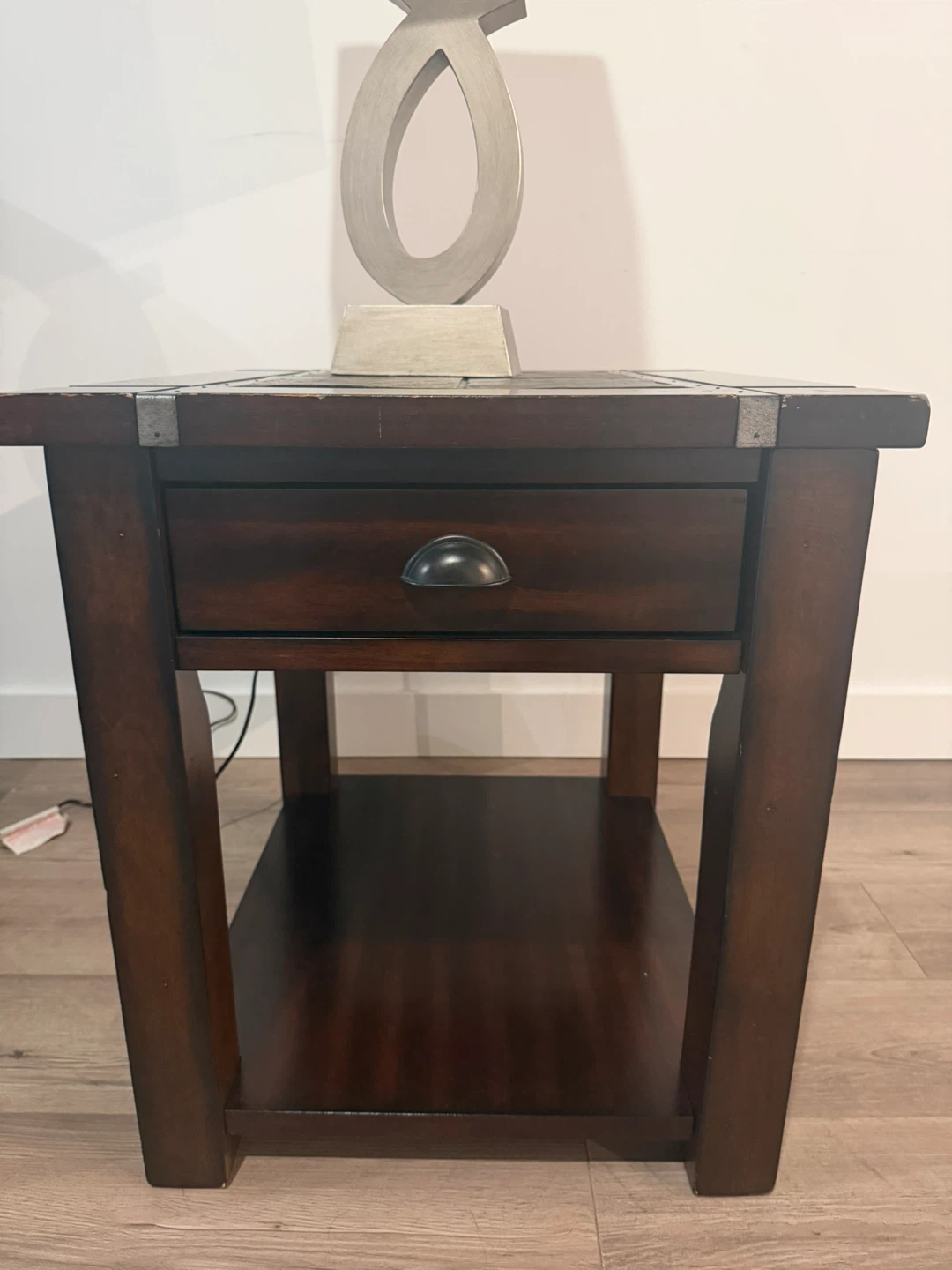 Slate inlay end table with drawer storage - photo 2