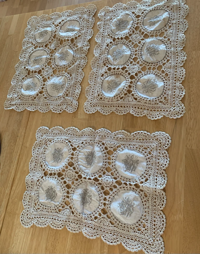 Set of 3 Vintage Crochet