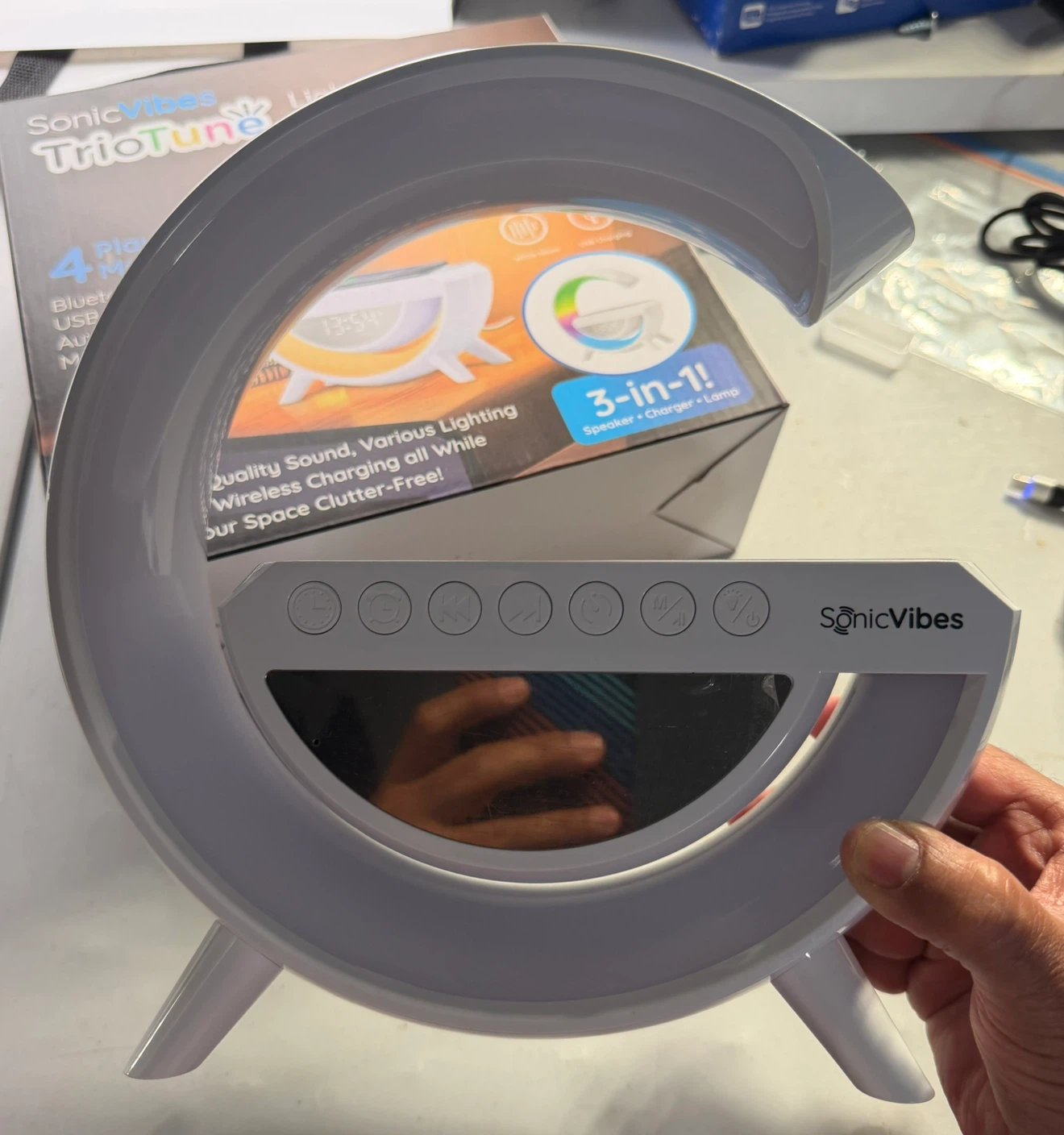 SonicVibes TrioTune 3-in-1 Speaker, Charger, and Lamp