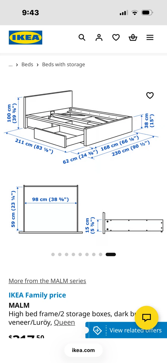 IKEA MALM Queen High Bed Frame with 1 Storage Drawer - photo 5