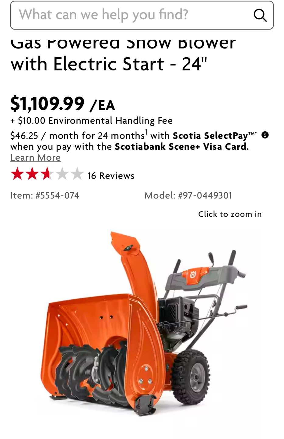 Husqvarna 24-inch Gas Snow Blower with Electric Start