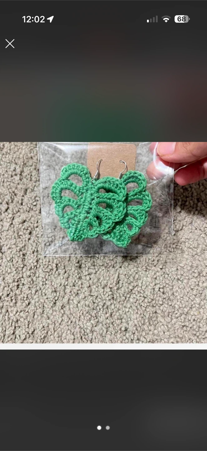 Monstera Leaf Crochet Earrings
