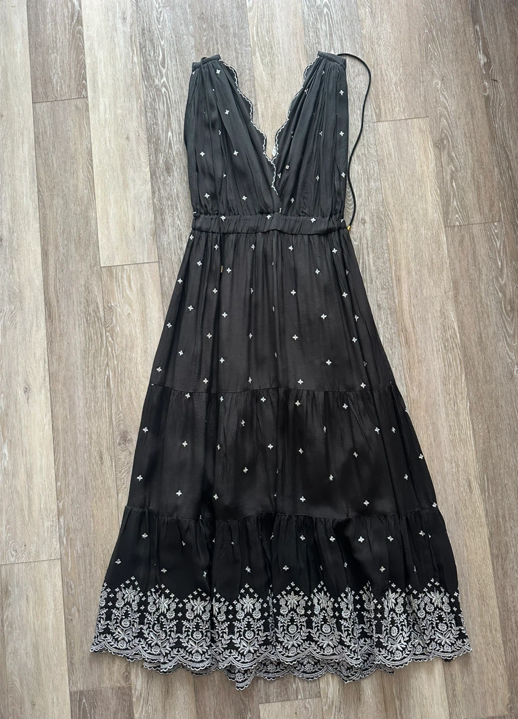 Guadalupe Black Embroidered Maxi Dress size L